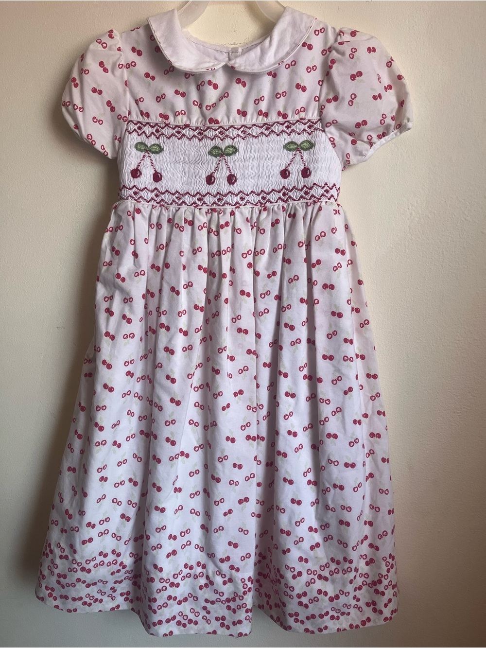 FRIENDS Smoky Dress with Pink Cherry Dot Print and Waist Bow size 5